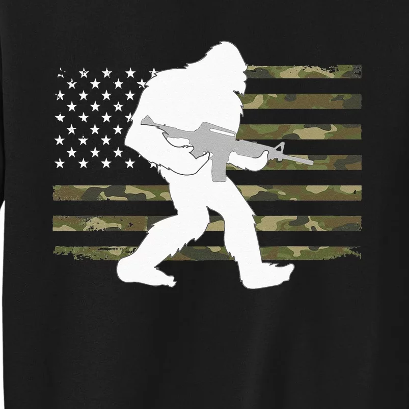 Bigfoot Gun Owner Camo US American Flag Sasquatch AR15 Rifle Sweatshirt