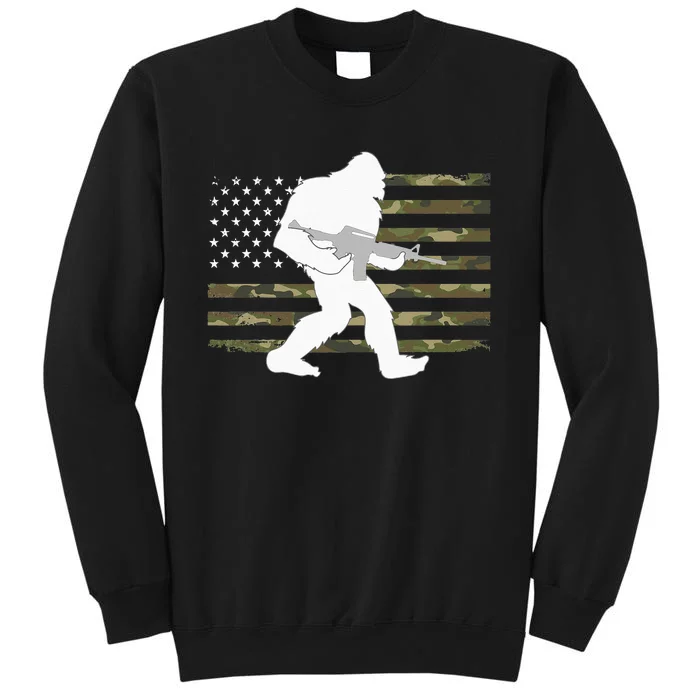 Bigfoot Gun Owner Camo US American Flag Sasquatch AR15 Rifle Sweatshirt