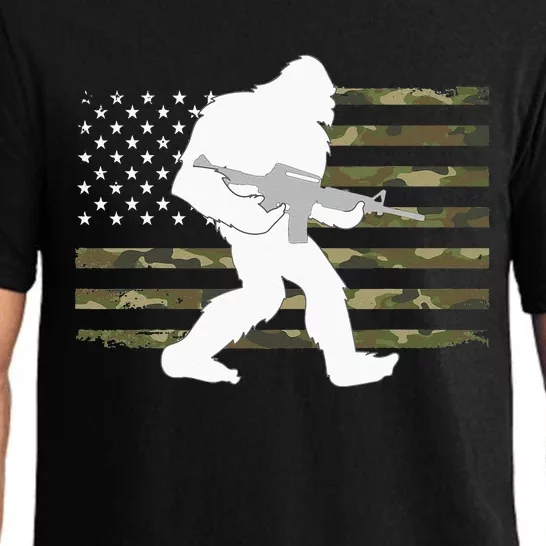 Bigfoot Gun Owner Camo US American Flag Sasquatch AR15 Rifle Pajama Set