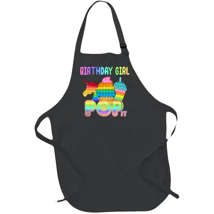 Birthday Girl Pop It Funny Cute Colorful Full-Length Apron With Pocket