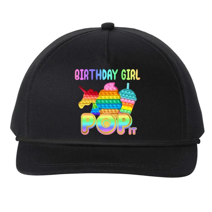 Birthday Girl Pop It Funny Cute Colorful Snapback Five-Panel Rope Hat