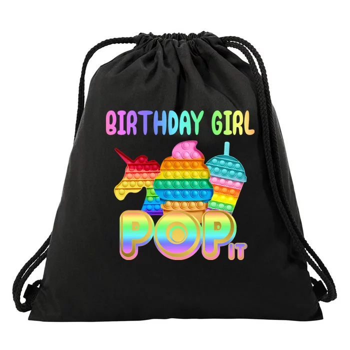 Birthday Girl Pop It Funny Cute Colorful Drawstring Bag