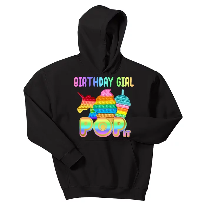 Birthday Girl Pop It Funny Cute Colorful Kids Hoodie