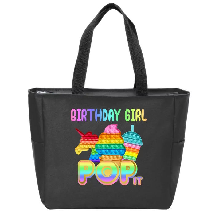 Birthday Girl Pop It Funny Cute Colorful Zip Tote Bag