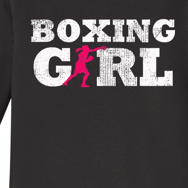 Boxing Girl Player Silhouette Sport Baby Long Sleeve Bodysuit