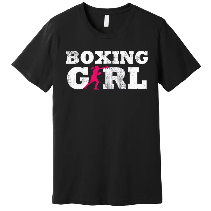 Boxing Girl Player Silhouette Sport Premium T-Shirt