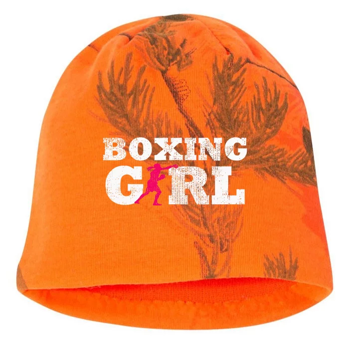 Boxing Girl Player Silhouette Sport Kati - Camo Knit Beanie