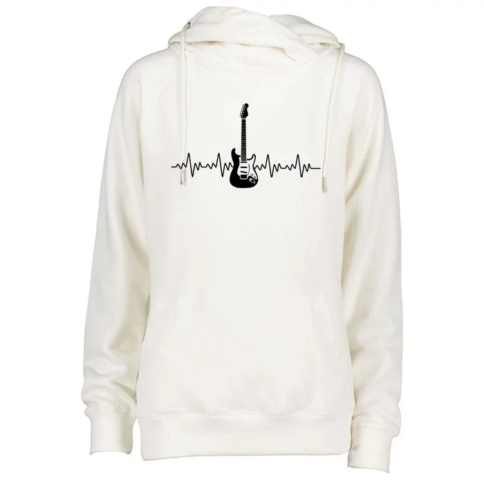 Bass Guitar Player Heartbeat Womens Funnel Neck Pullover Hood