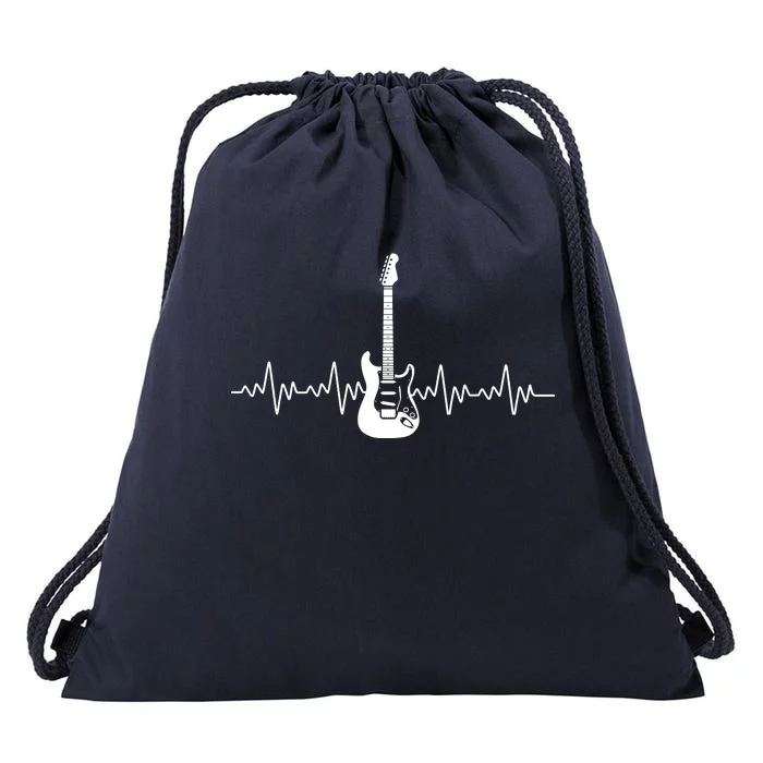 Bass Guitar Player Heartbeat Drawstring Bag