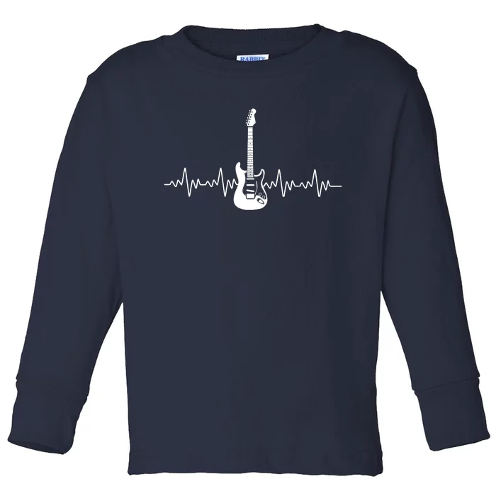 Bass Guitar Player Heartbeat Toddler Long Sleeve Shirt