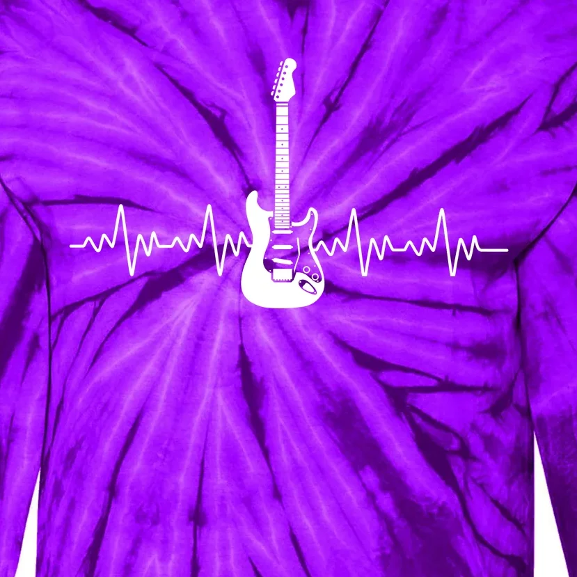 Bass Guitar Player Heartbeat Tie-Dye Long Sleeve Shirt