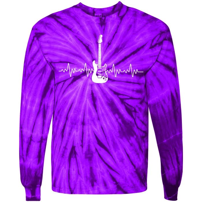 Bass Guitar Player Heartbeat Tie-Dye Long Sleeve Shirt