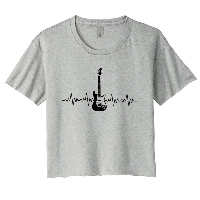 Bass Guitar Player Heartbeat Women's Crop Top Tee