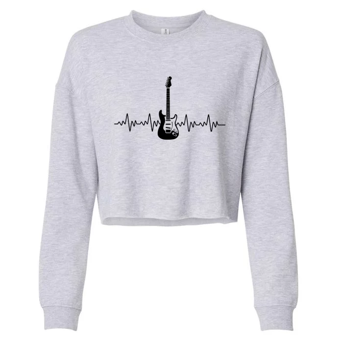 Bass Guitar Player Heartbeat Cropped Pullover Crew