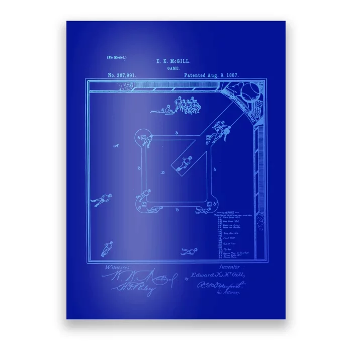 Baseball Game Patent Baseball Coach Mom Dad Funny Gift Poster