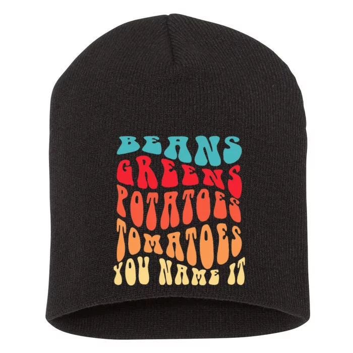 Beans Greens Potatoes Tomatoes  Love Thanksgiving Food Short Acrylic Beanie