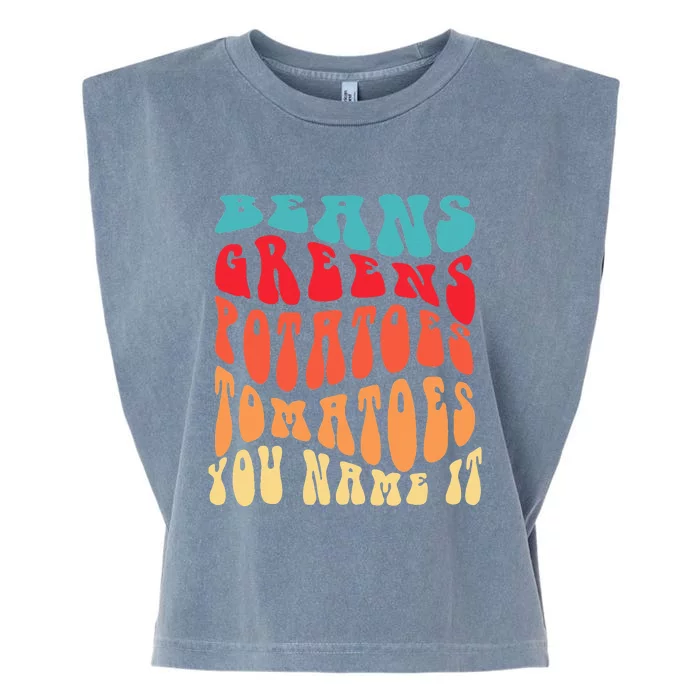 Beans Greens Potatoes Tomatoes  Love Thanksgiving Food Garment-Dyed Women's Muscle Tee