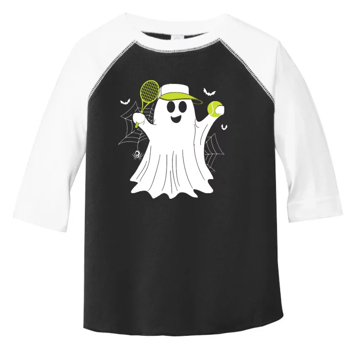 Boo Ghost Playing Tennis Funny Halloween Tennis Costume Toddler Fine Jersey T-Shirt