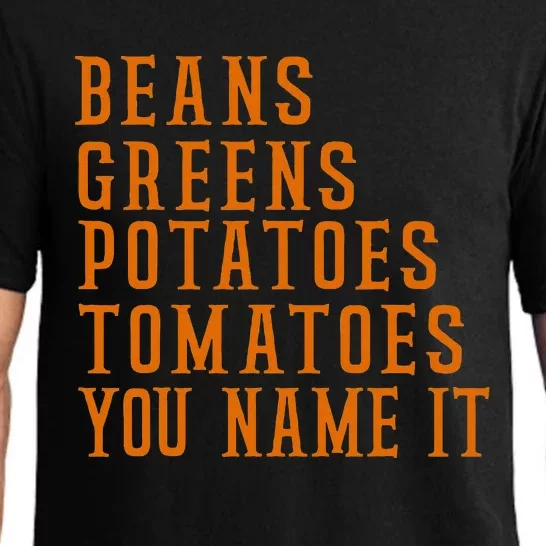 Beans Greens Potatoes Tomatoes  Love Thanksgiving Food Pajama Set