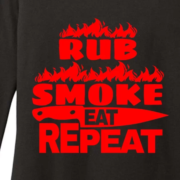 Bbq Gift Print Grilling Rub Smoke Eat Repeat Gift Womens CVC Long Sleeve Shirt