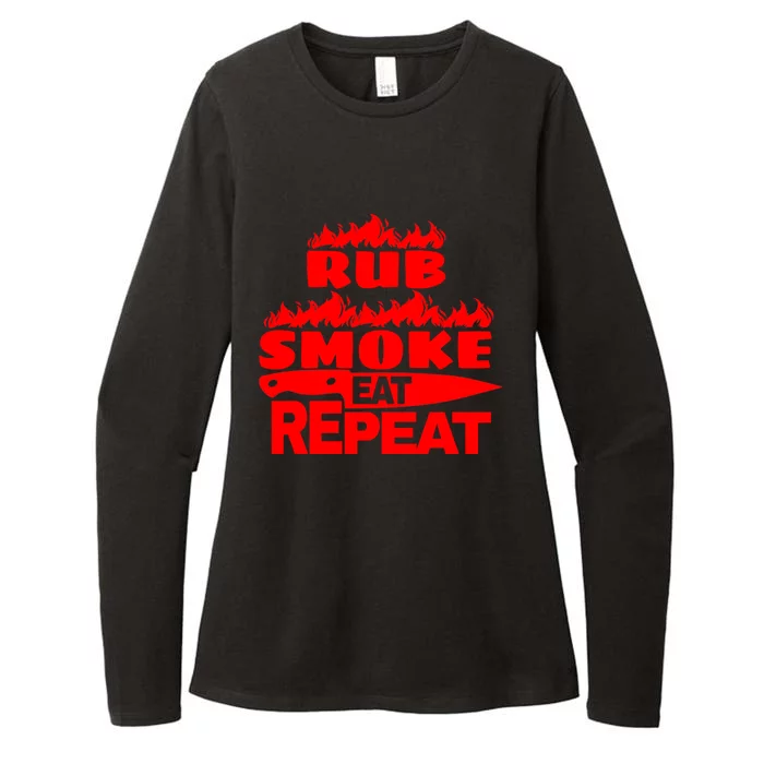 Bbq Gift Print Grilling Rub Smoke Eat Repeat Gift Womens CVC Long Sleeve Shirt