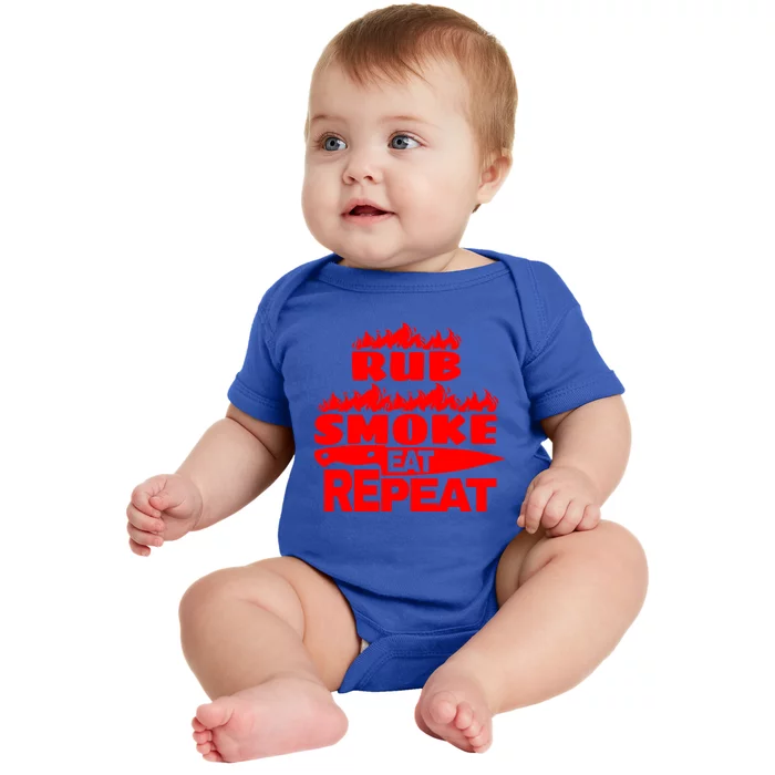 Bbq Gift Print Grilling Rub Smoke Eat Repeat Gift Baby Bodysuit