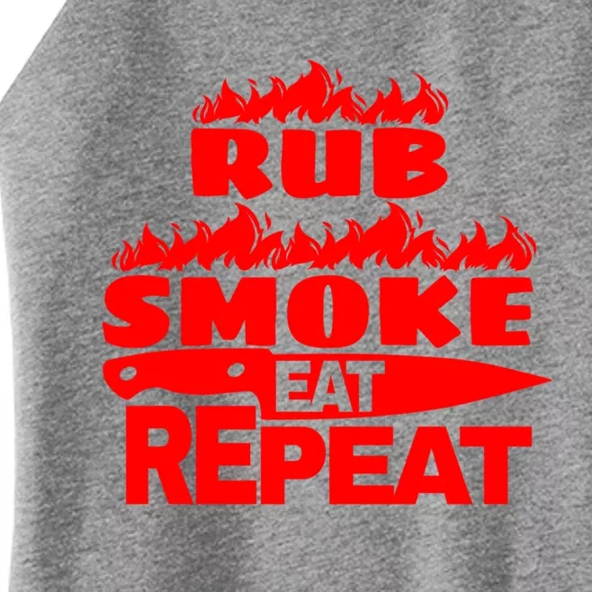 Bbq Gift Print Grilling Rub Smoke Eat Repeat Gift Women’s Perfect Tri Rocker Tank