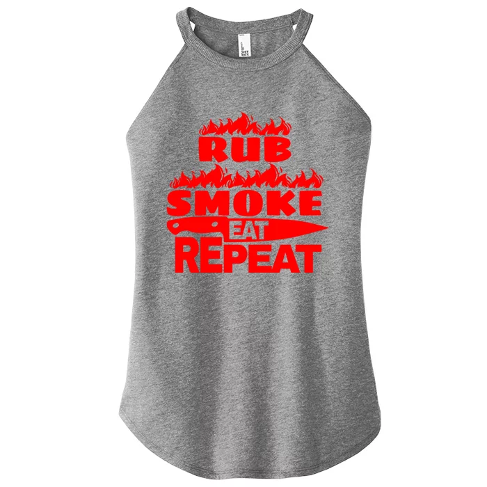 Bbq Gift Print Grilling Rub Smoke Eat Repeat Gift Women’s Perfect Tri Rocker Tank