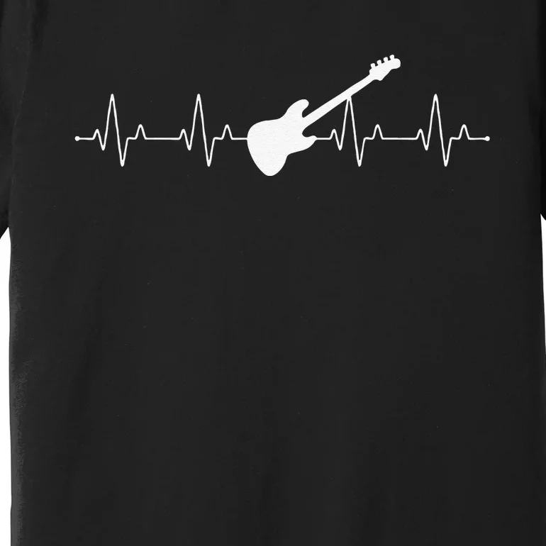 Bass Guitar Player Heartbeat Musical Instrument Bass Guitar Premium T-Shirt