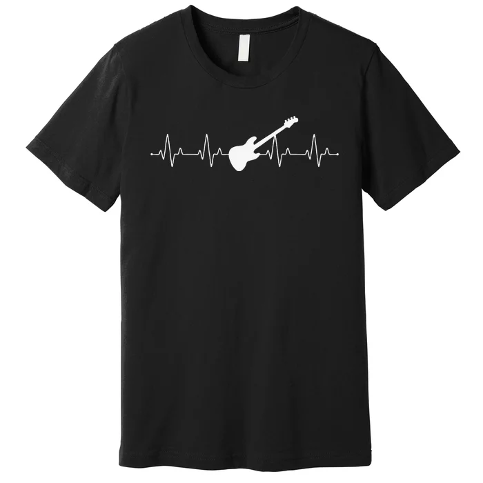 Bass Guitar Player Heartbeat Musical Instrument Bass Guitar Premium T-Shirt