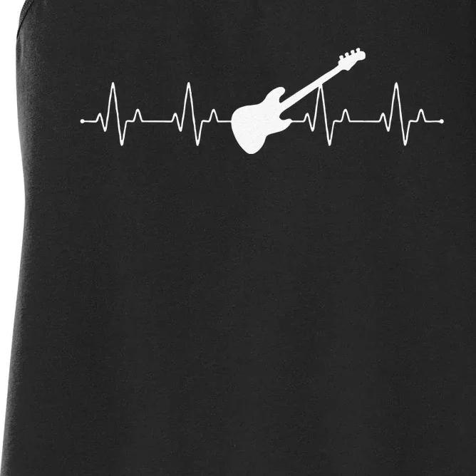 Bass Guitar Player Heartbeat Musical Instrument Bass Guitar Women's Racerback Tank