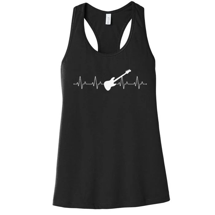 Bass Guitar Player Heartbeat Musical Instrument Bass Guitar Women's Racerback Tank