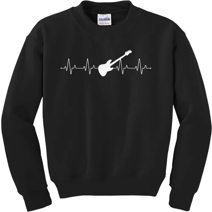 Bass Guitar Player Heartbeat Musical Instrument Bass Guitar Kids Sweatshirt