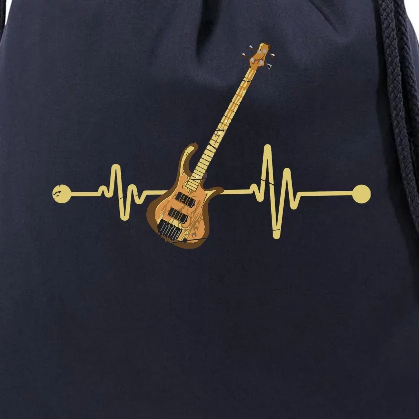 Bass Guitar Player Heartbeat Musical Instrument Bass Guitar Drawstring Bag