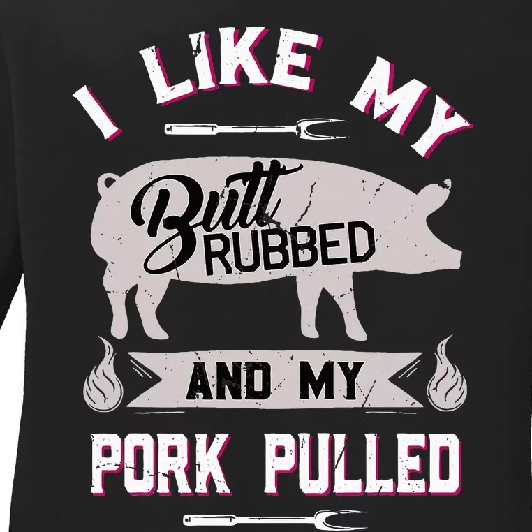 Bbq Grilling Pig Pulled Pork Ladies Long Sleeve Shirt