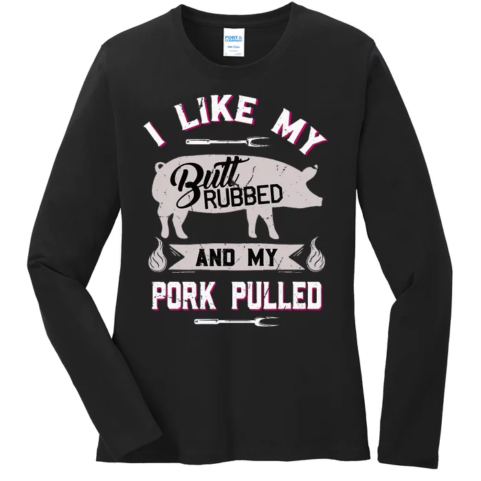 Bbq Grilling Pig Pulled Pork Ladies Long Sleeve Shirt