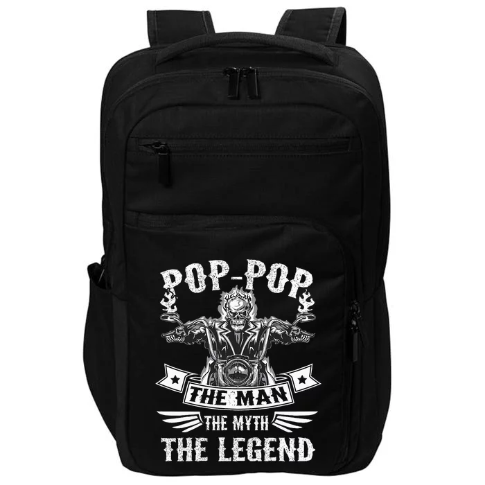 Biker Grandpa Poppop The Man Myth The Legend Motorcycle Impact Tech Backpack