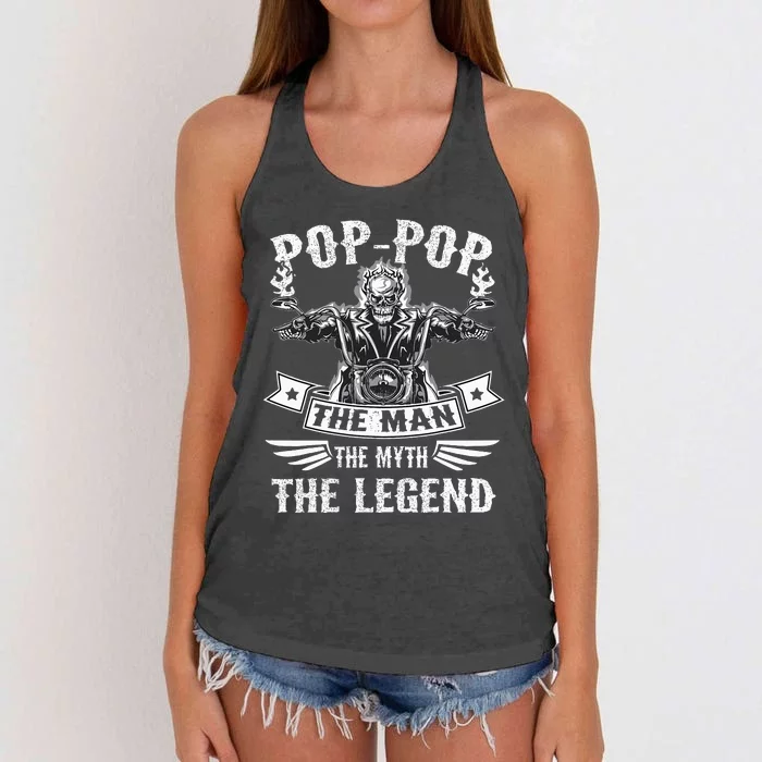 Biker Grandpa Poppop The Man Myth The Legend Motorcycle Women's Knotted Racerback Tank