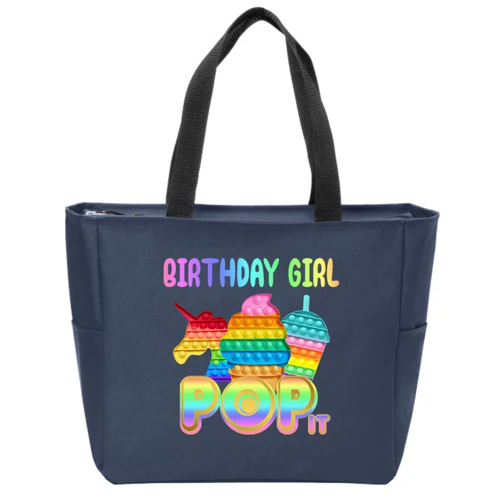 Birthday Girl Pop It Funny Cute Colorful Zip Tote Bag