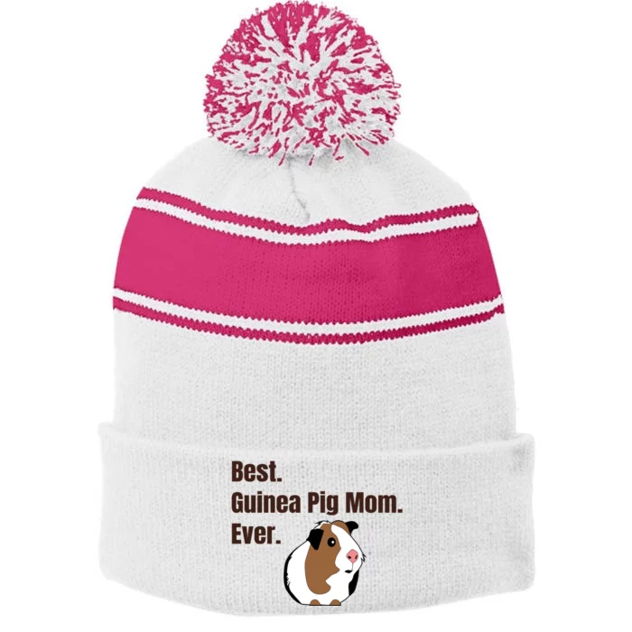 Best Guinea Pig Mom Ever Gift Pet Lover Gift Stripe Pom Pom Beanie