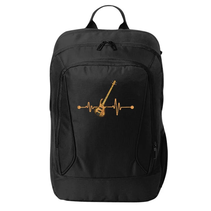 Bass Guitar Player Heartbeat Musical Instrument Bass Guitar City Backpack