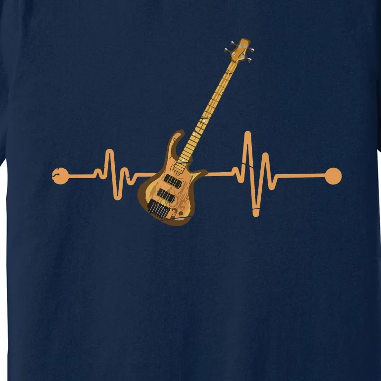 Bass Guitar Player Heartbeat Musical Instrument Bass Guitar Premium T-Shirt