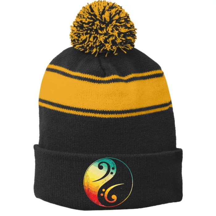 Bass Guitar Player Musical Instrument Bass Guitar Stripe Pom Pom Beanie