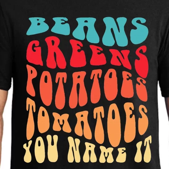 Beans Greens Potatoes Tomatoes Love Thanksgiving Food Pajama Set