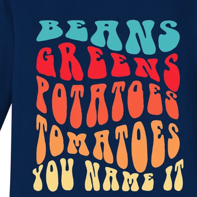 Beans Greens Potatoes Tomatoes Love Thanksgiving Food Baby Long Sleeve Bodysuit