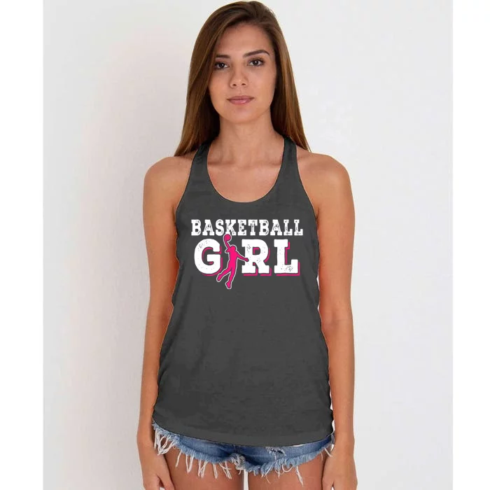 Basketball Girl Player Funny Sports Lover Game Day Women's Knotted Racerback Tank