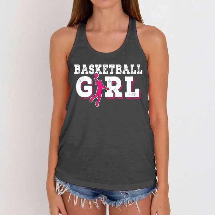 Basketball Girl Player Funny Sports Lover Game Day Women's Knotted Racerback Tank