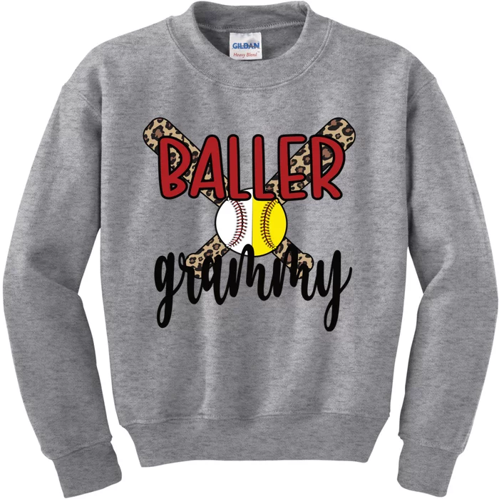 Baller Grammy Proud Baseball Softball Grammy Grandma Gift Kids Sweatshirt