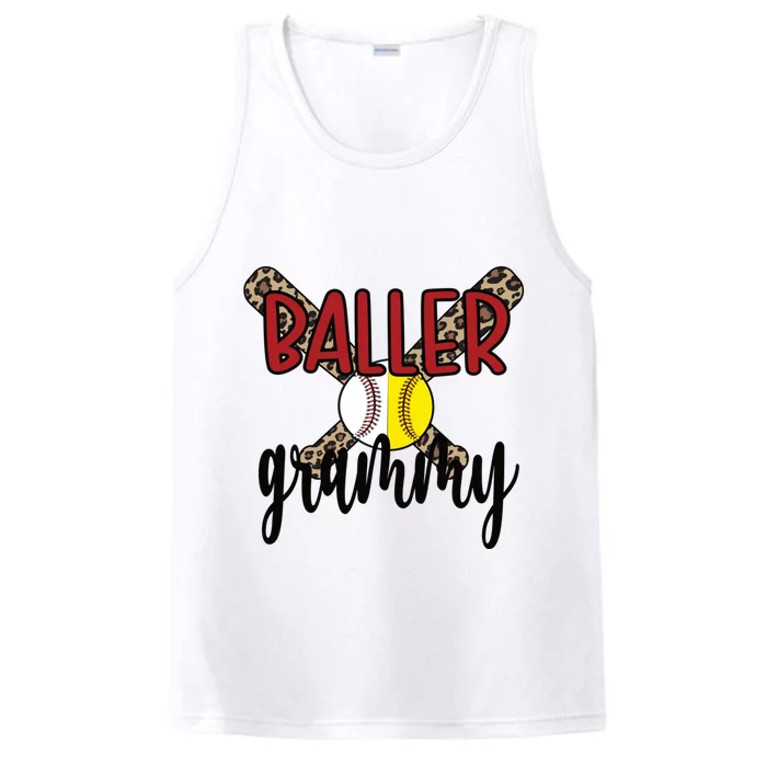 Baller Grammy Proud Baseball Softball Grammy Grandma Gift Performance Tank