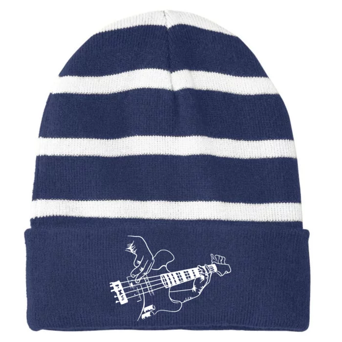 Bass Guitar Player Music Guitarist Musician Striped Beanie with Solid Band